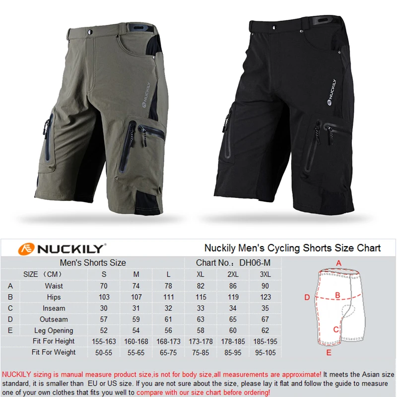 

NUCKILY Sports Cycling Shorts Men's Outdoor MTB Water Resistant Loose Short Pant Downhill Trousers Mountain Bike Bicycle Shorts