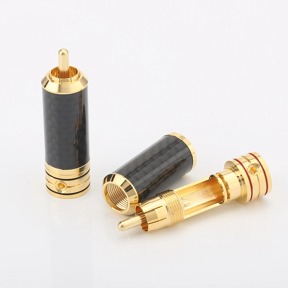 4 шт Audiocrast R006 Медный позолоченный разъем RCA из углеродного волокна 24 к