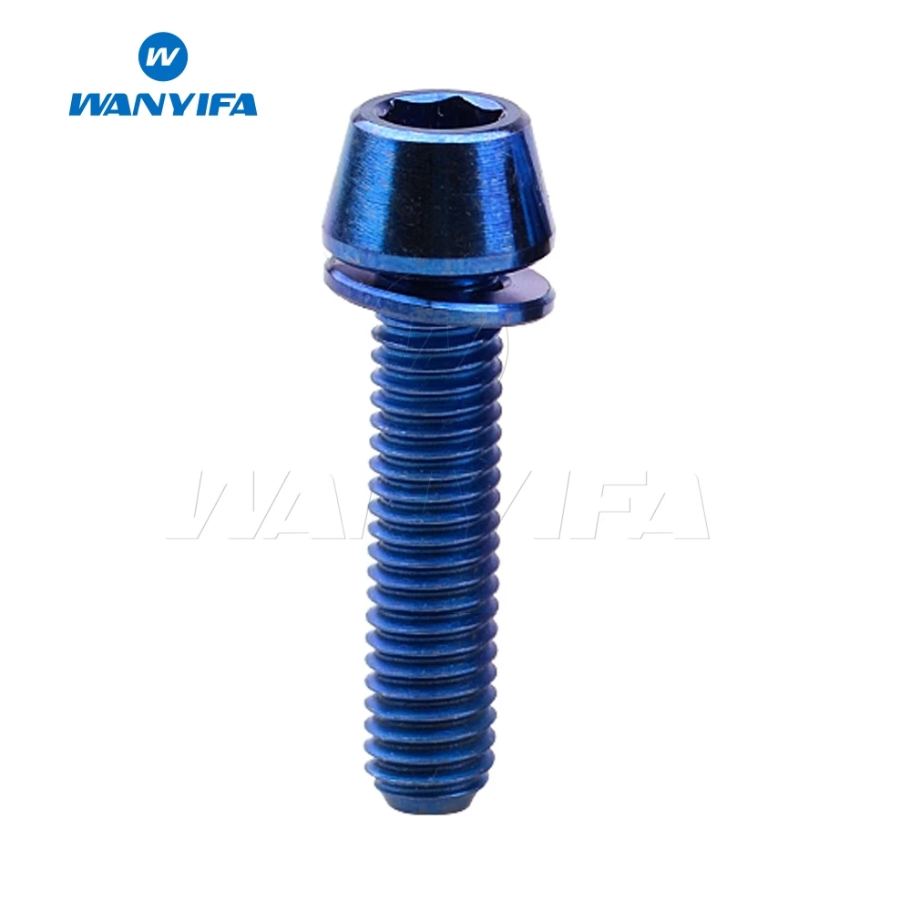 M5x20 Blue Wanyifa M5x16mm M5x18mm M5x20mm коническая головка Винт С Титановым болтом с шайбой для руля велосипеда синий черный титан радуга золото - Цвет: M5x20 Blue