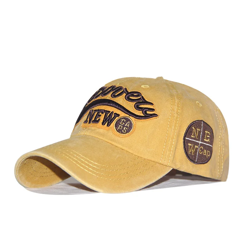 

Korean embroidered hat, washed cowboy baseball hat, letter sticker, men's and women's outdoor leisure hat, cross border popular