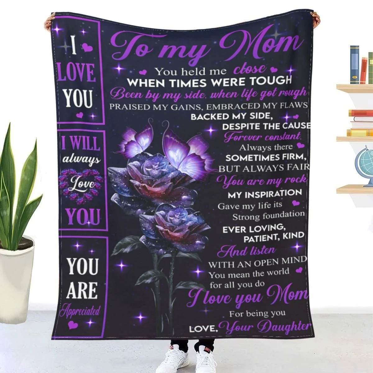 

I WILL ALWAYS LOVE YOU ; SPECIAL GIFT FOR MOM Sherpa Blankets Ultra Soft Flannel Fleece Throw Blankets for Couch Sofa Bed