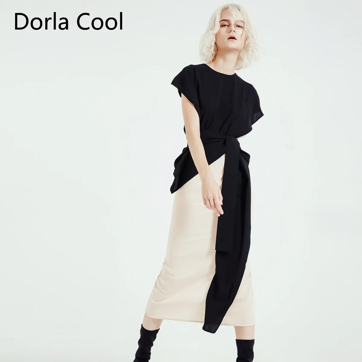 

New 2020 Summer Women Elegant Patchwork Mid Long Dress Slim Sashes Ruffles Sleeveless Dresses Lady's Vacation Irregular Vestidos