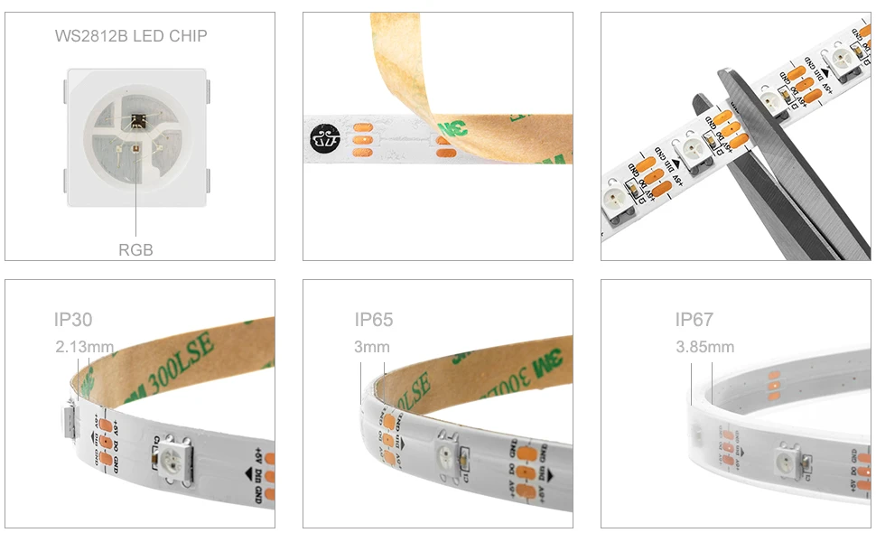 Ws2812b Ws2812 СВЕТОДИОДНАЯ лента SMD 5050 индивидуально Адресуемая умная Волшебная программируемая RGB Светодиодная лента с яркостью светильник