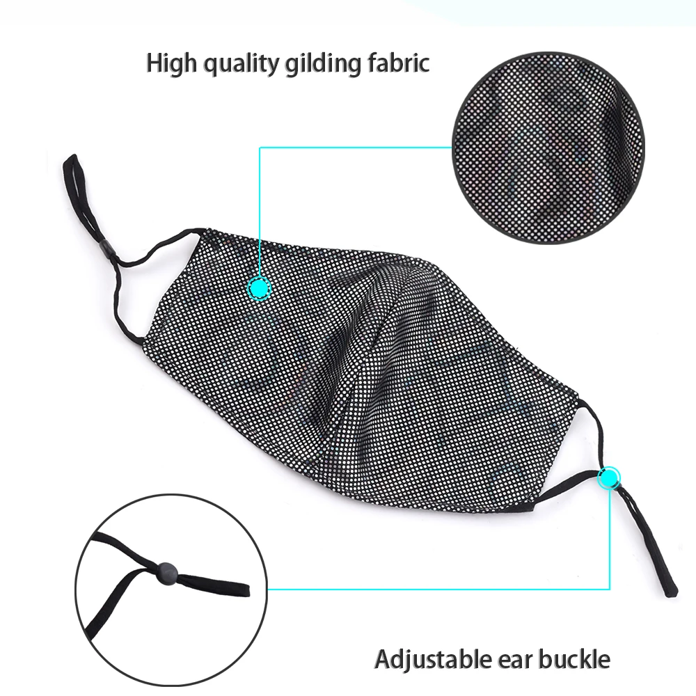 

Fashion 6 Colors Sequins Mask Elastic Reusable Washable Fashion Masks Bandana Face Decor Jewelry Prom Nightclub KZ-403