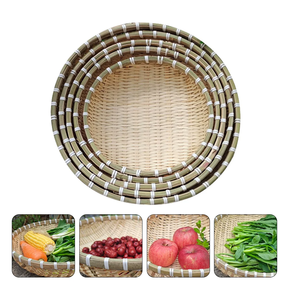 

1 Set of Household Bamboo Creative Storage Basket Household Washing Rice Basket