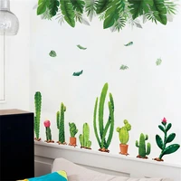 nordic style cactus rattan leaves wall stickers for living room bedroom eco friendly vinyl wall decals art home decor stickers f