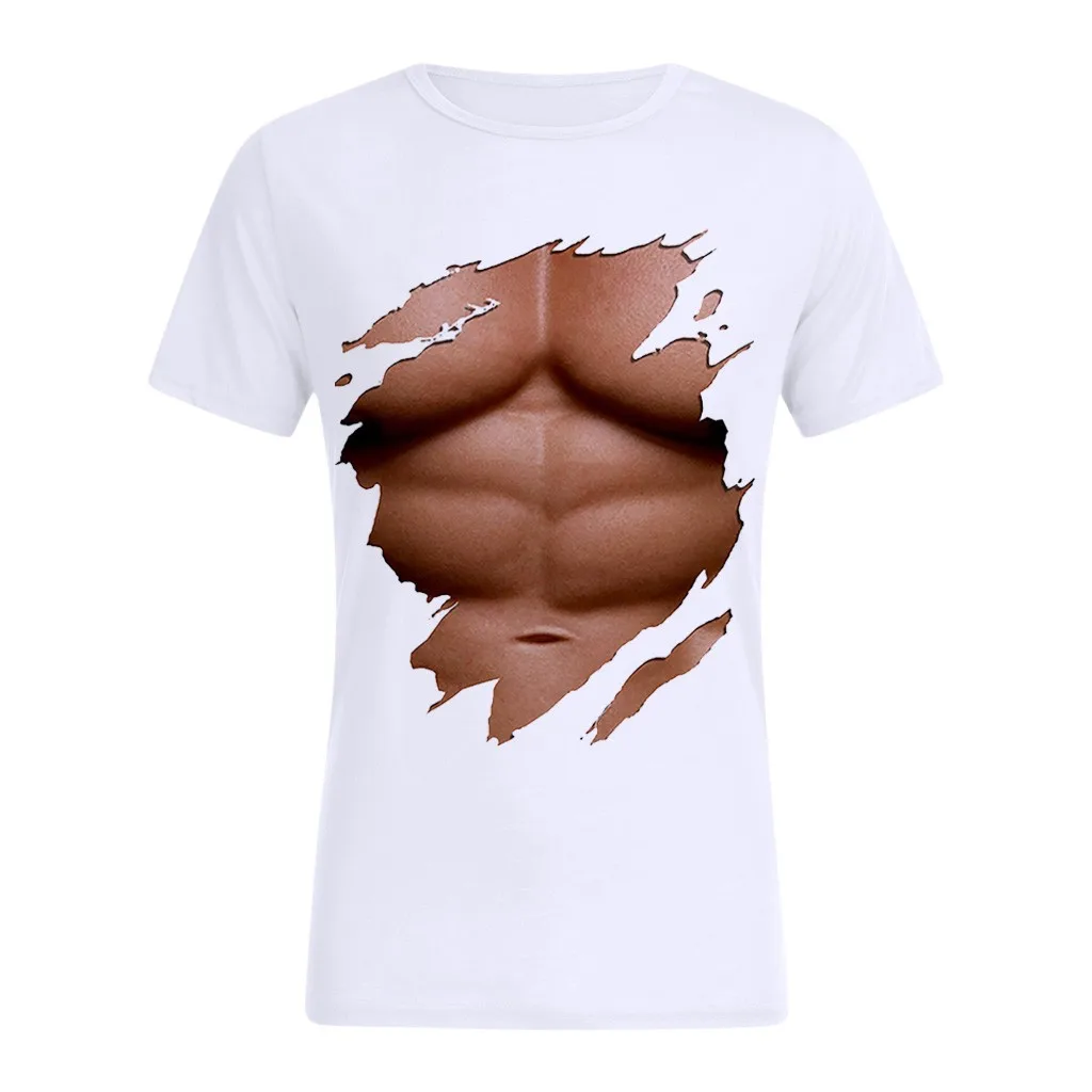 Забавная футболка с 3d-мышцами летние фальшивые мускулы коротким рукавом для