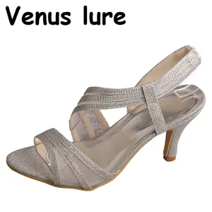 Customized Silver Shoes Woman Summer Sandals Wedding Slingback Party Shoes