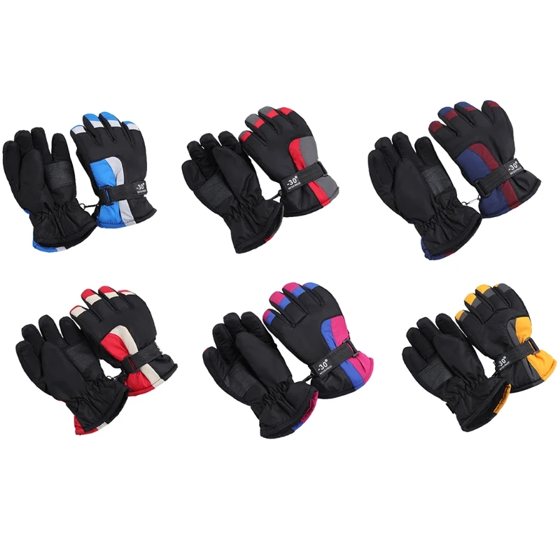 

P8DB 1Pair Winter Women Multi Color Thickening Ski Gloves Adult Windproof Waterproof Non-slip with Buckle Cycling Mitten