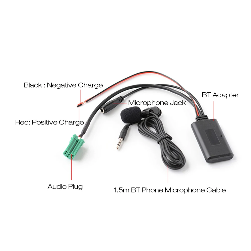 Newest Car AUX Audio BT Adapter with Microphone Handsfree Phone Call AUX-IN ISO 6Pin Replacement for Renault Radio Updatelist | Автомобили