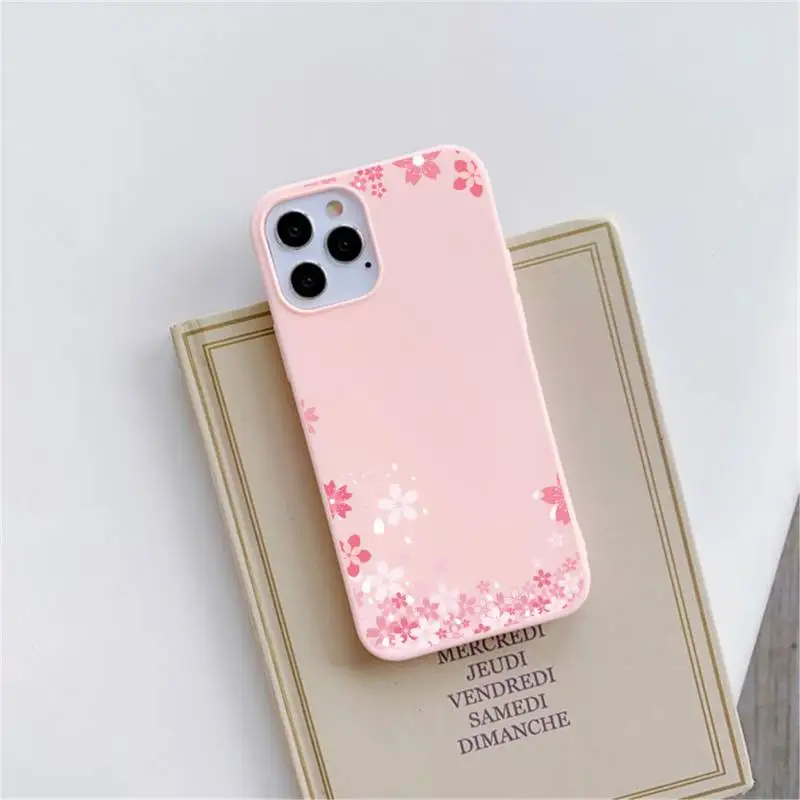 

Cute flower Bumper Girl petals Phone Case Pink Candy Color for iPhone 11 12 mini pro XS MAX 8 7 6 6S Plus X SE 2020 XR