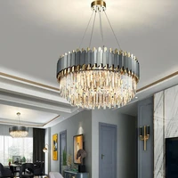 hall stainless steel crystal chandelier decorative art style led chandelier black gold luster hall lighting device