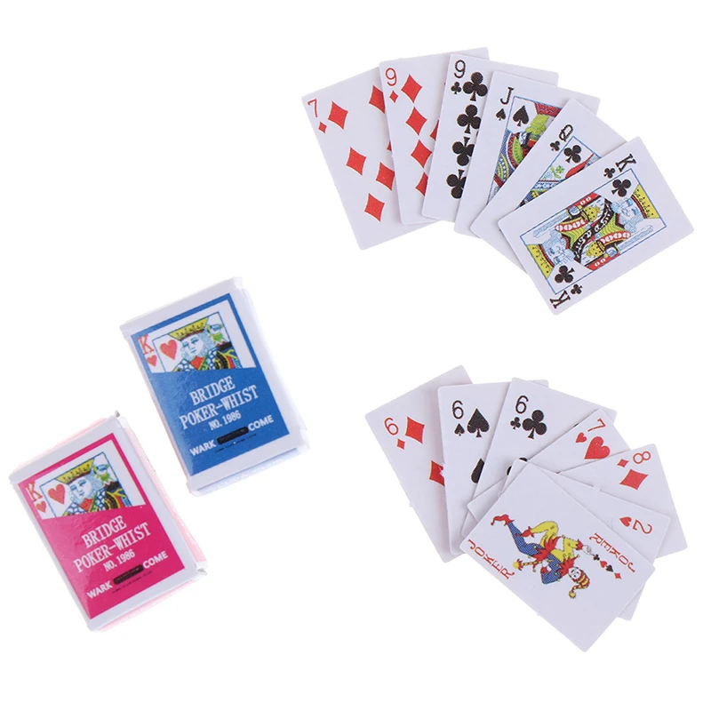 

1 Набор 1:12 миниатюрные бумажные Игры покер мини кукольный домик игральные карты для кукол аксессуары
