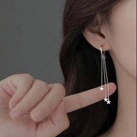 fahsion silver color dangle earrings for women simple star long tassel hoop earrings anniversary gift 2021 jewelry wholesale