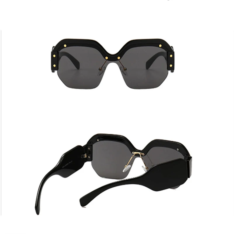 

RHAMAI Oversized punk Sunglasses Women Big Frame Square Sun glasses 2019 Brand Designer Fashionable Unique modeling Eyewear