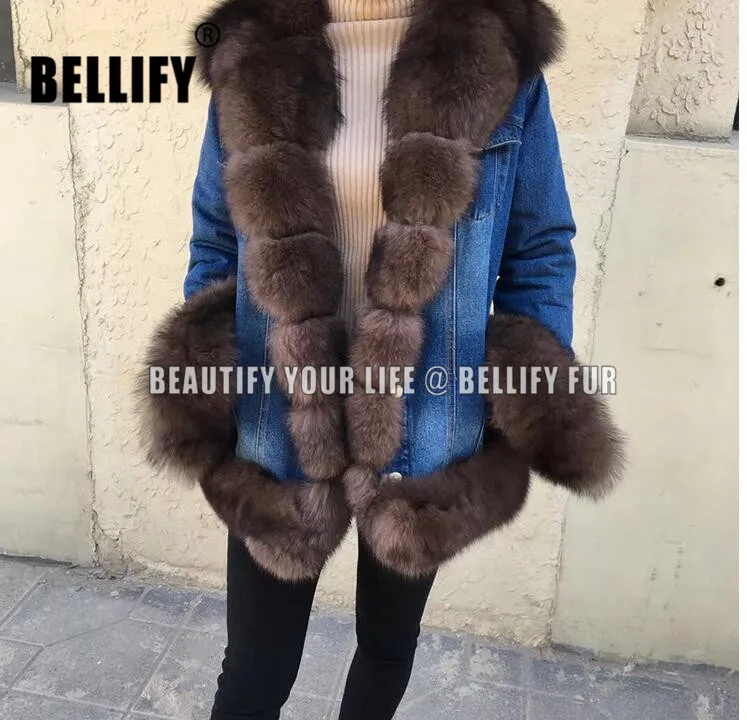 Женские джинсовые куртки с меховой отделкой винтажные голубые из натурального