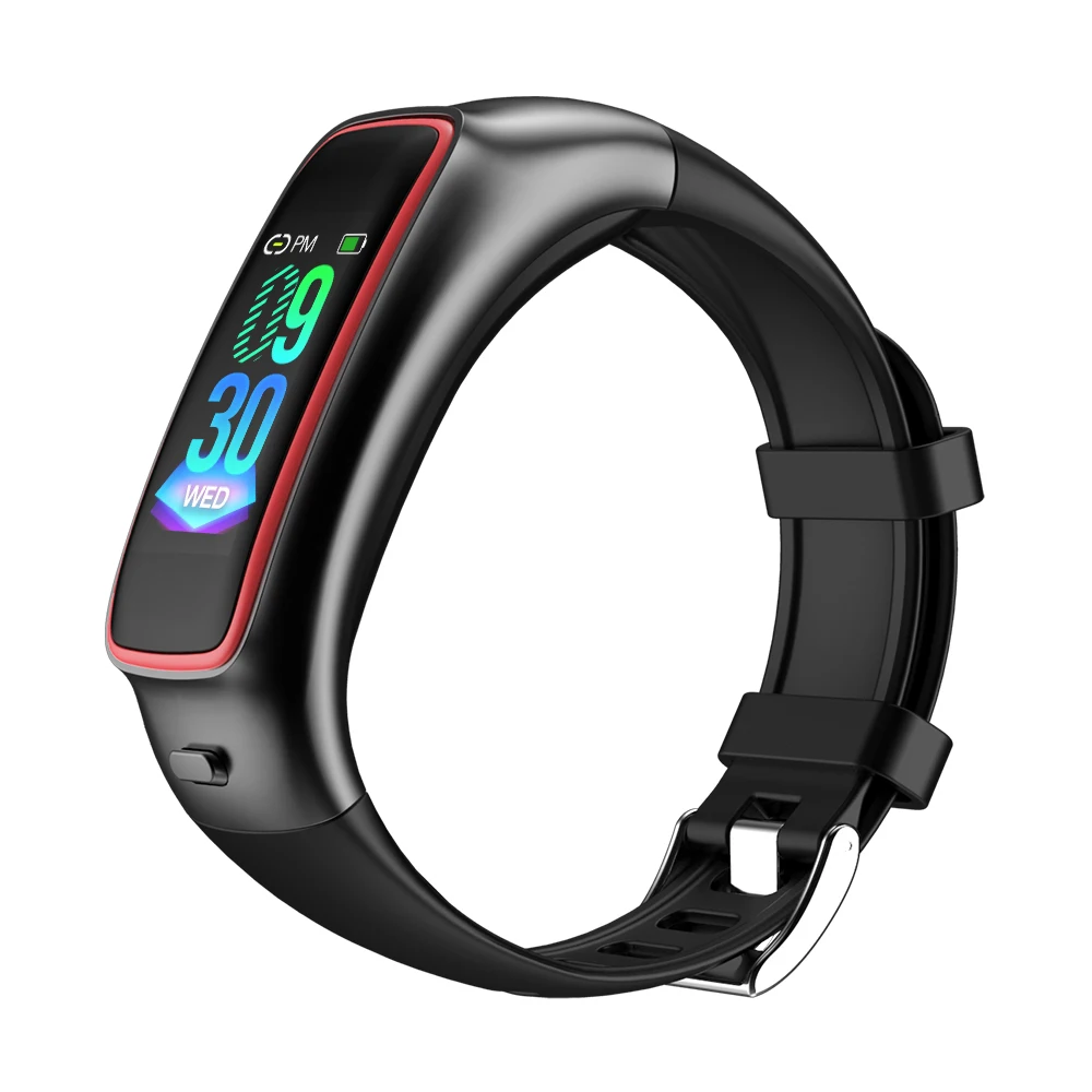 Red TB02 Bluetooth наушники умный браслет 2 в 1 шумоподавление с микрофоном 0,9" пульсометр кровяное давление смарт-браслет музыкальные гарнитуры - Цвет: Red
