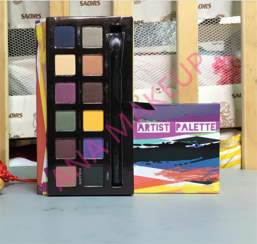 12 Color Artist Palette Eyeshadow Glitter Shimmer Matte Renaissance Eye Shadow with brush 1pcs ePacket |