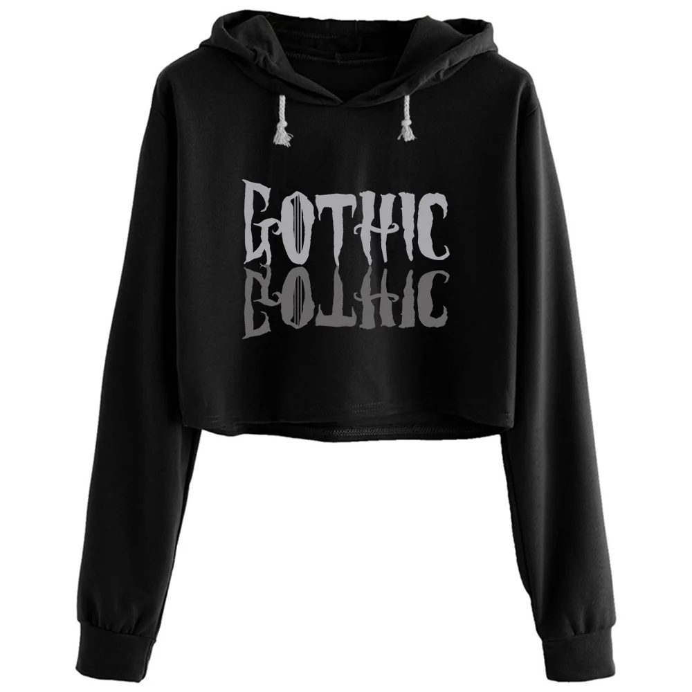 

Gothic Crop Hoodies Women Korean Y2k Kawaii Goth Pullover For Girls