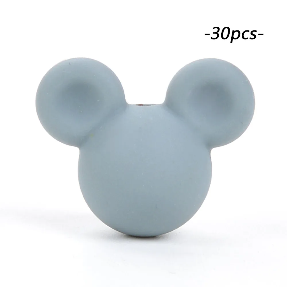 dimgray LOFCA 30 шт Микки силиконовые бусины BPA бесплатно мультфильм детские игрушки для прорезывания зубов пищевой силикон для кормления ожерелье для изготовления соски цепь - Цвет: dimgray