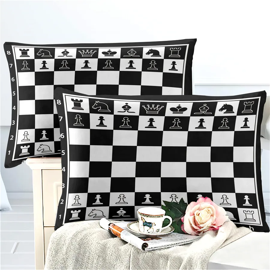 HELENGILI 3D Постельное белье шахматная доска печати пододеяльник набор Bedcloth с