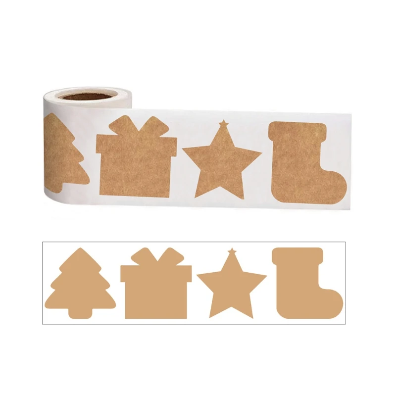 

300Pcs Classic Xmas Kraft Paper Wrap Label Package Name Card Stickers Self-Adhesive Decorative Tags for Small Business