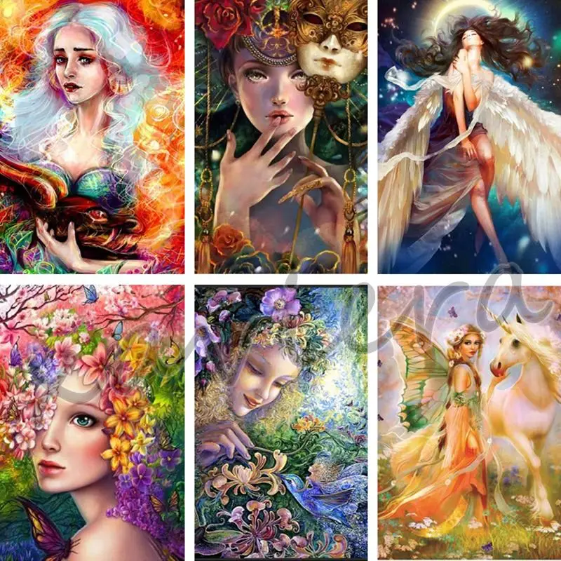 

Full Drill Embroidery Angel Elf Girl Portrait Diamond Painting Flower Animal Rhinestone Cross Stitch Handmade Artwork Home Decor