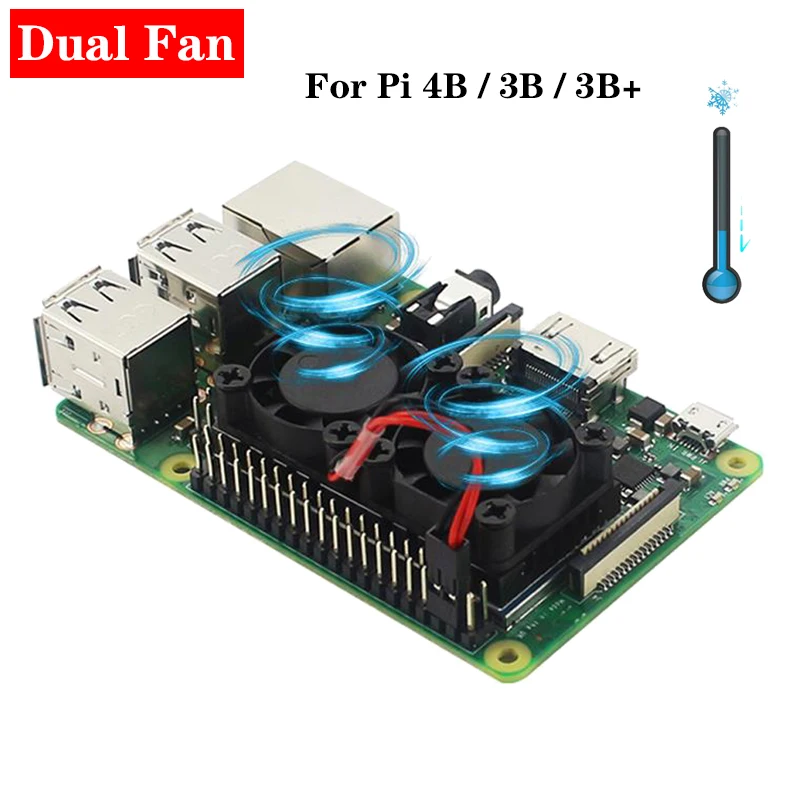 Raspberry Pi 4 двойной вентилятор с теплоотвод охлаждения Системы радиатор для 3 Model B 3B