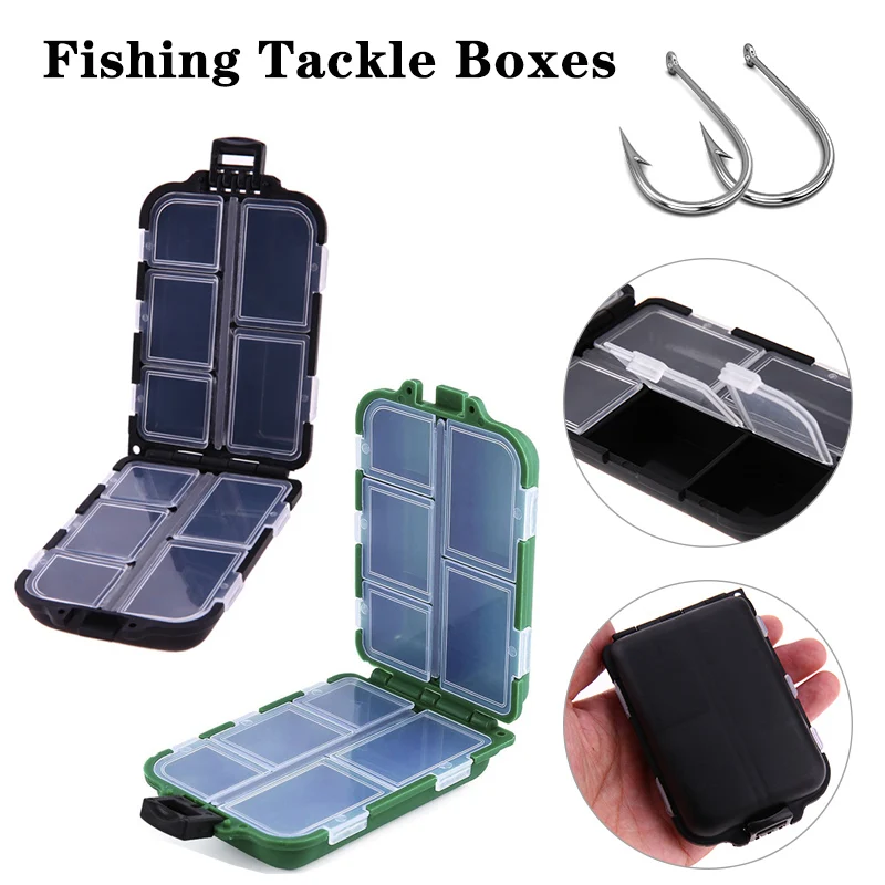

10-Compartment Fishing Bait Box Mini Plastic Storage Case Fish Spoon Hook Bait Storage Organizer Portable Fishing Tackle Boxes