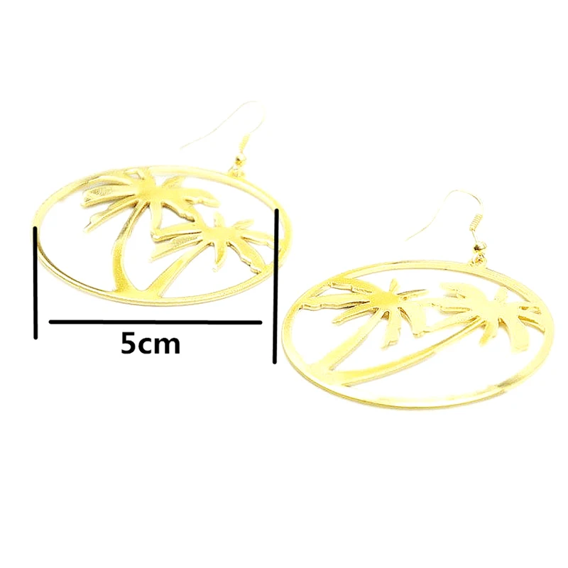 

Fashion Big Round Circle Drop Earrings Simple Women Coconut Palm Tree Dangle Earring Summer Holiday Hawaii Earring Jewelry