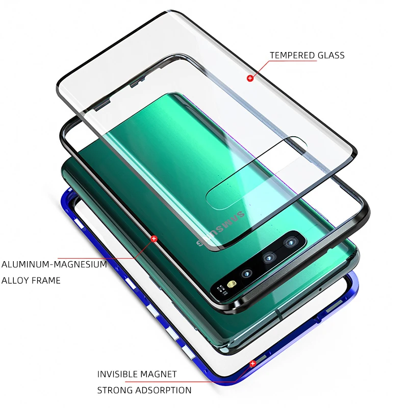 Металлические Магнитные чехлы с полным покрытием для телефонов Samsung S20 Ultra S10 plus S8