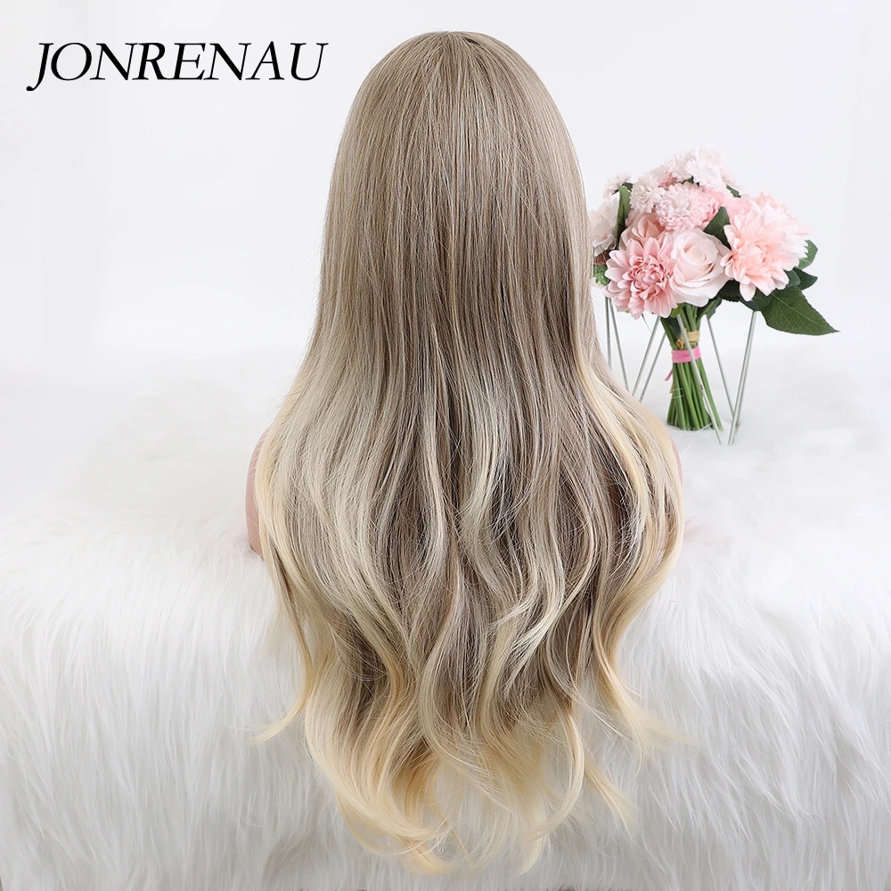 JONRENAU Long Wavy Light Ash Brown Synthetic Wig for Girl Women Daily use Cosplay Hair Wigs Colorful High Temperature Fiber | Шиньоны и