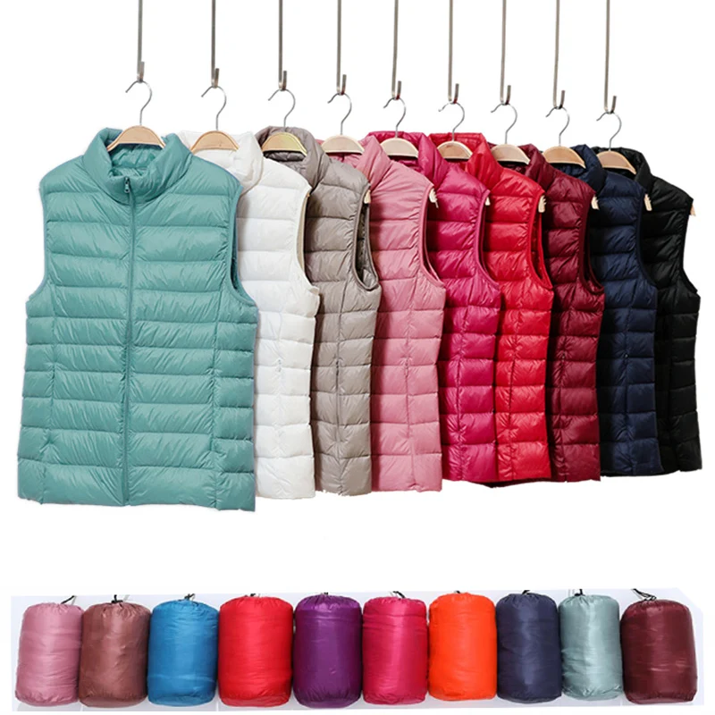 

2021 New Winter Women Down Short Vest Coat Ultralight Duck Down Vest Jacket Portable Female Padded O-Neck Waistcoat Female Vest