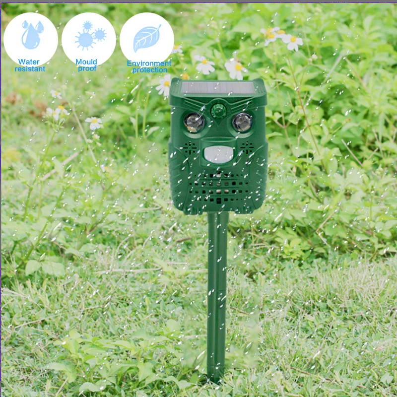 

Solar Bird Repeller Motion Sensor Rechargeable Ultrasonic Deterrent Bird Cat Dog Repeller Frighten Animal Repellent For Outdoor