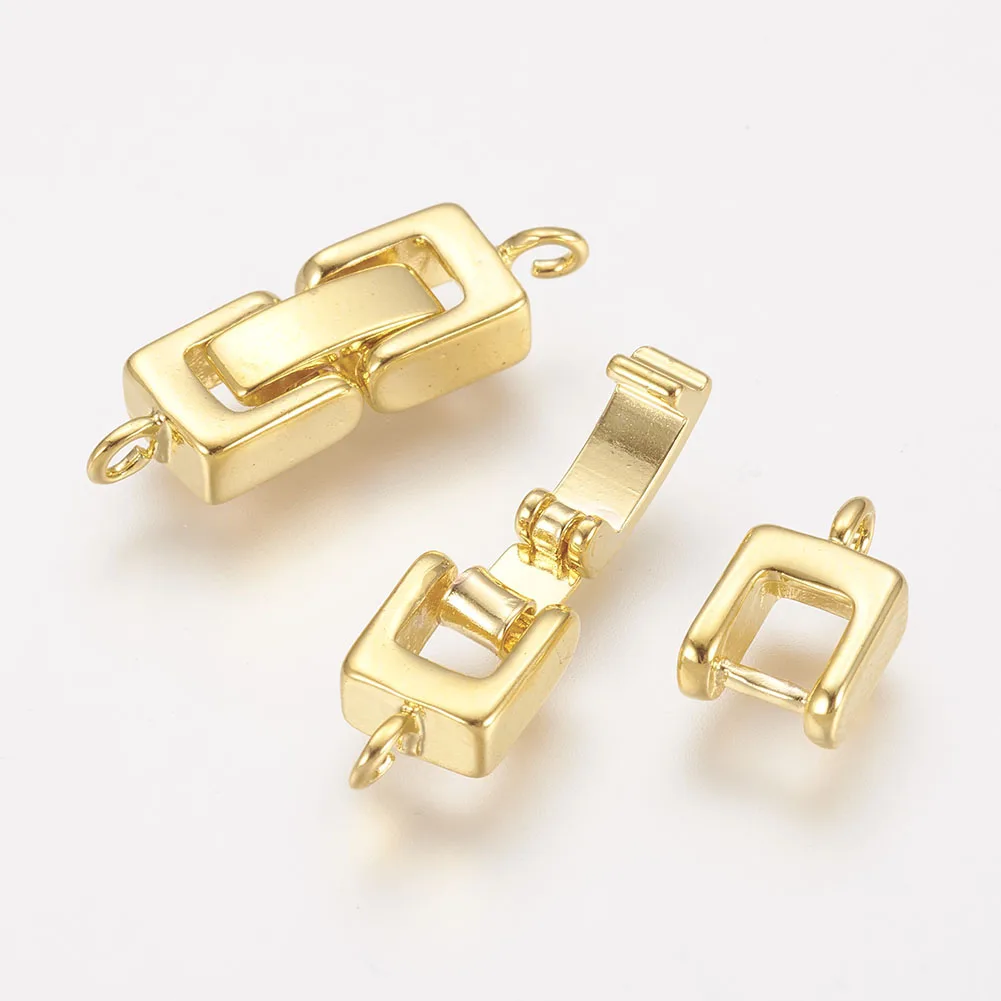 

5 Sets Brass Watch Band Clasps 1-Hole Golden Color Metal Fold Over Clasps Bracelet DIY Jewelry Making Supplies 24x7x4mm Hole:1mm