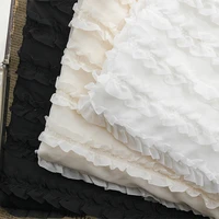 new wooden ears wavy chiffon tulle fabric embroidery lace fabric crochet stripe for wedding dress clothing