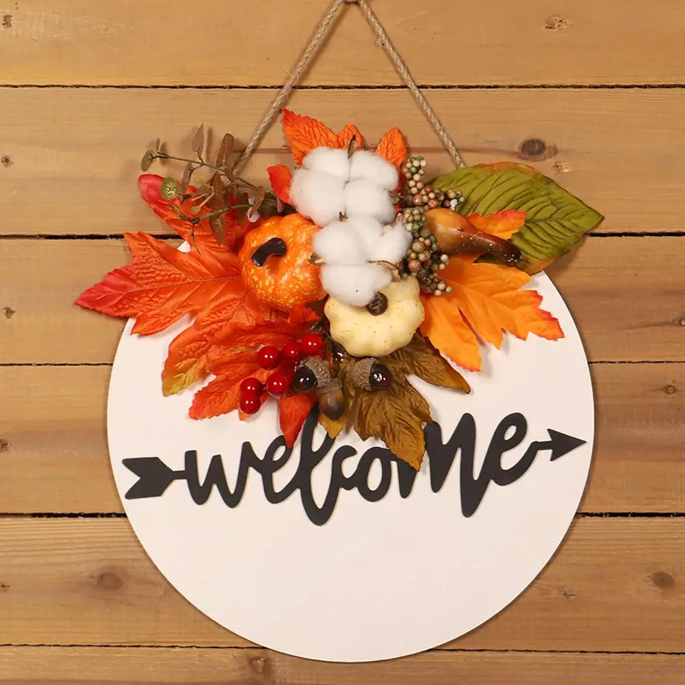 

Декоративная подвеска в виде тыквы на День Благодарения, капка, осенняя цветная имитация кленового листа, белая деревянная подвеска, венок ...