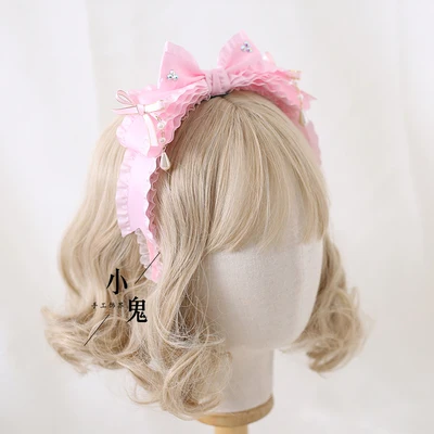 Оригинальная повязка на голову ручной работы многоцветная Милая Кружевная в