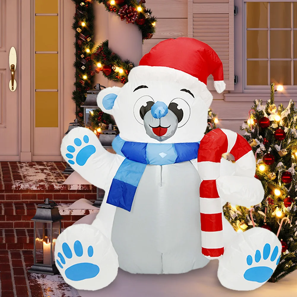

Merry Christmas Inflatable White Bear Model Festivel Party Decoration Stake Props with Light for Household Garden Lawn Ornaments