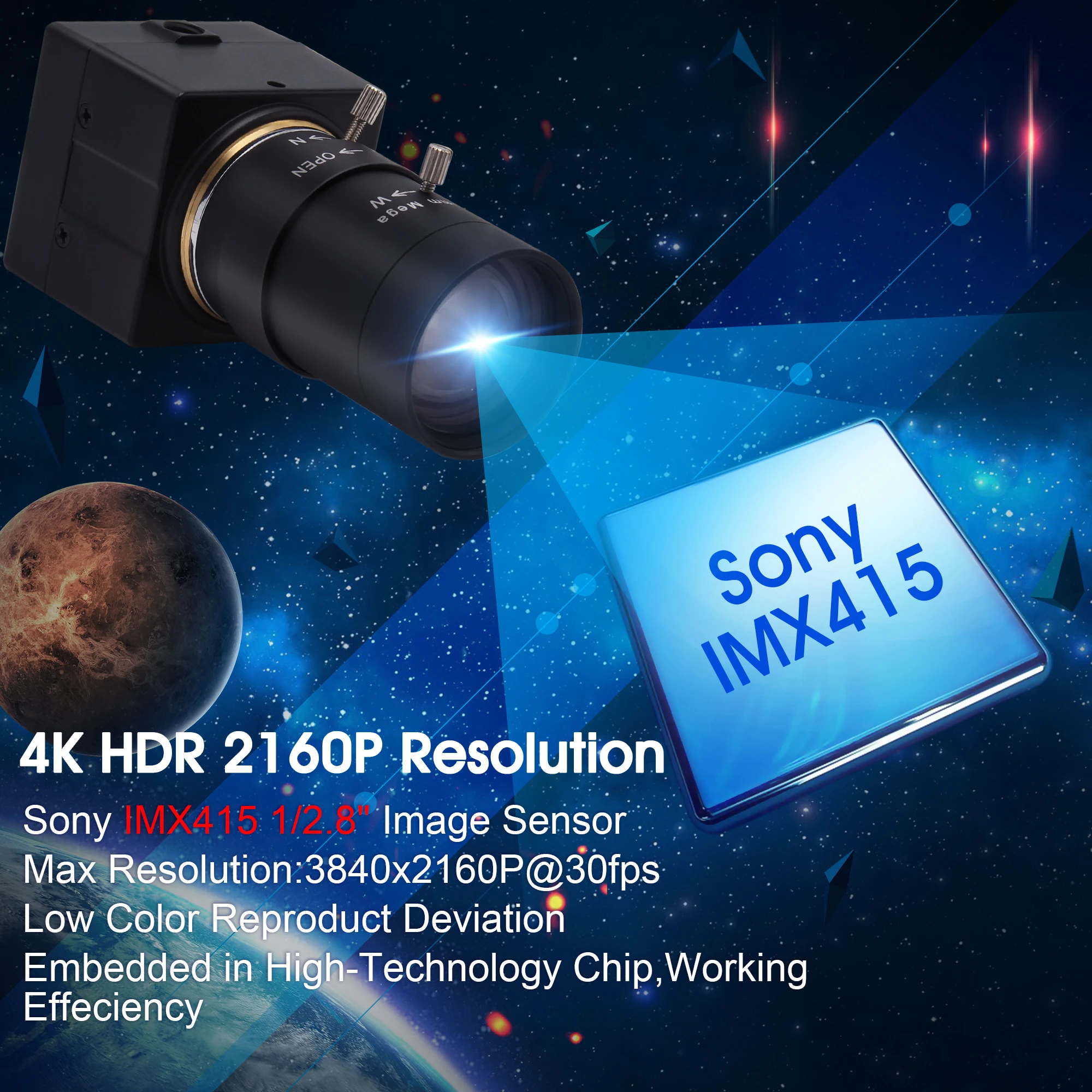 Мини-видеокамера Sony IMX415 с ручным зумом 30 кадров в секунду |