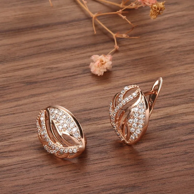 

Copper plated real gold micro-set zircon ear buckle popular European and American earring Jewelry Festive gifts