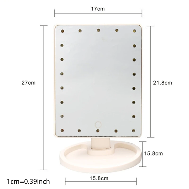 

16/22 LEDs Touchscreen Dimming LED Makeup Mirror 360 Rotation Cosmetic Mirror U7EA