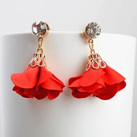 2021 elegant lady bohemian flower earrings sweetheart petal crystal earrings big earrings charming female accessories gifts