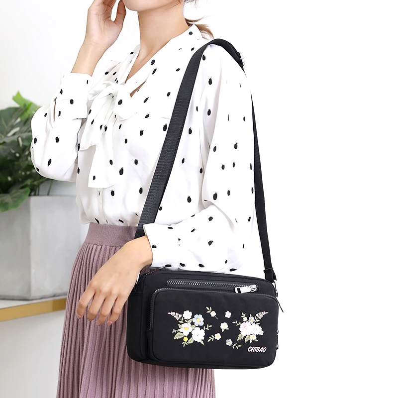 Bags for Women Nylon Crossbody Waterproof Female Messenger Bag Embroidery Shoulder Bag Small Fashion Women Messenger Bags