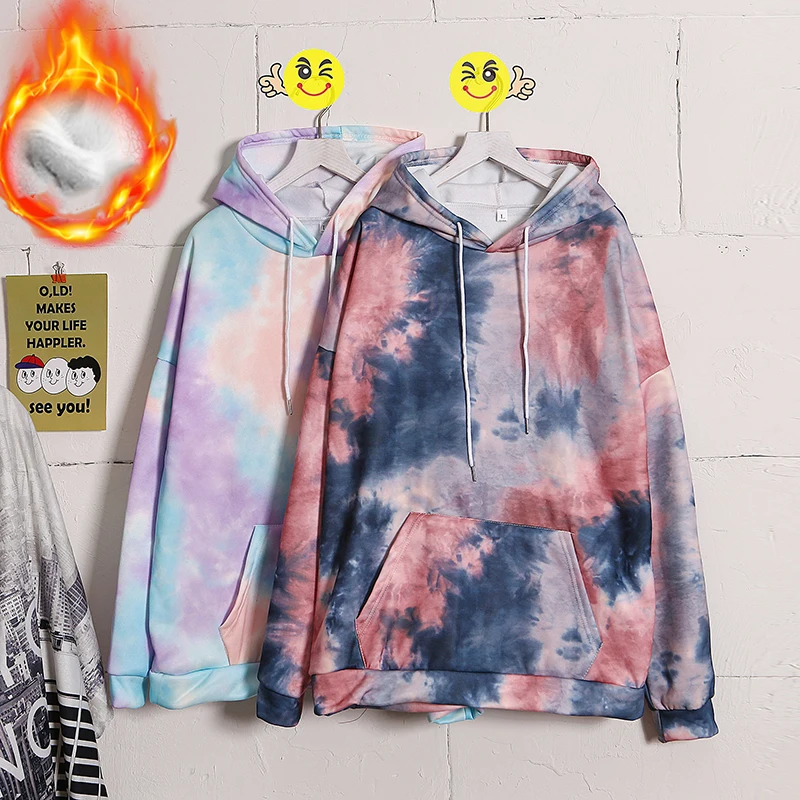 

Men's Hip Hop Hoodies Fashion printing Tie Dyed Casual Hooded Sweatshirt Men Streetwear Wild Loose Camo Hoodie Mens Hoody