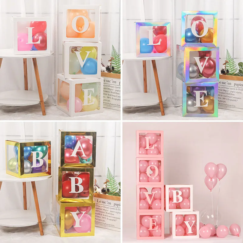 

4Pcs/Pack Balloon Box Wedding Decorations Baby Shower Decoration Party Balloon Transparent Box Wedding Baby Shower Supplies