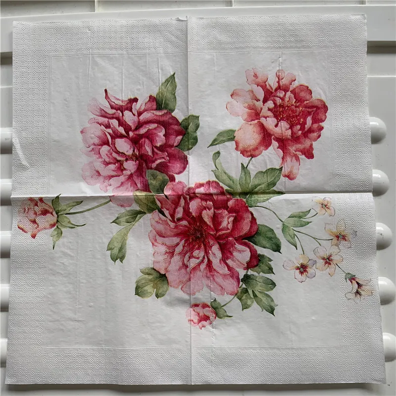 Салфетки бумажные салфетки масло Ремесло цветочный узор винтажный пион рукоятка