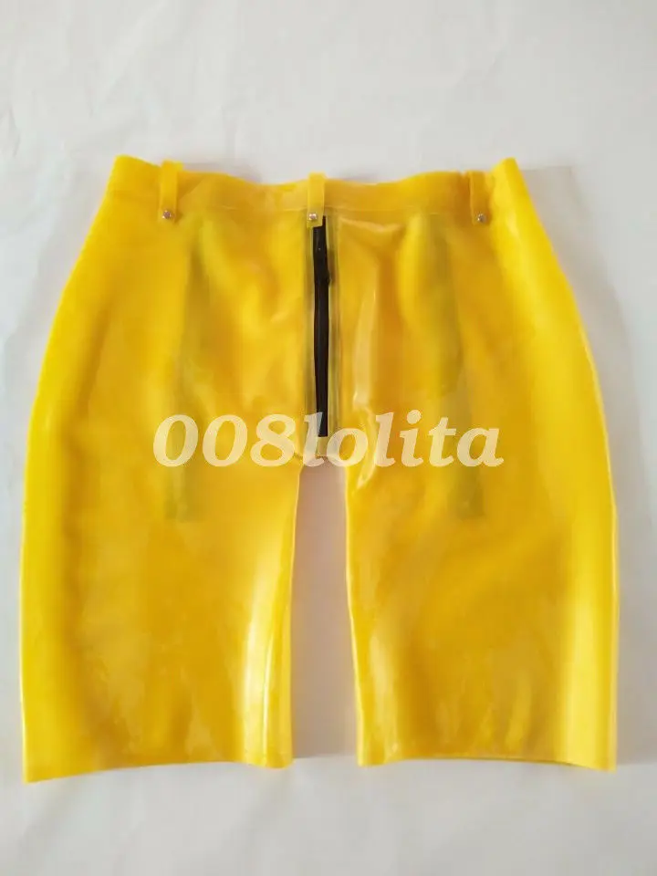 Мужские брифы из латекса 100% желтые шорты на молнии Размер 0 4 мм | Тематическая