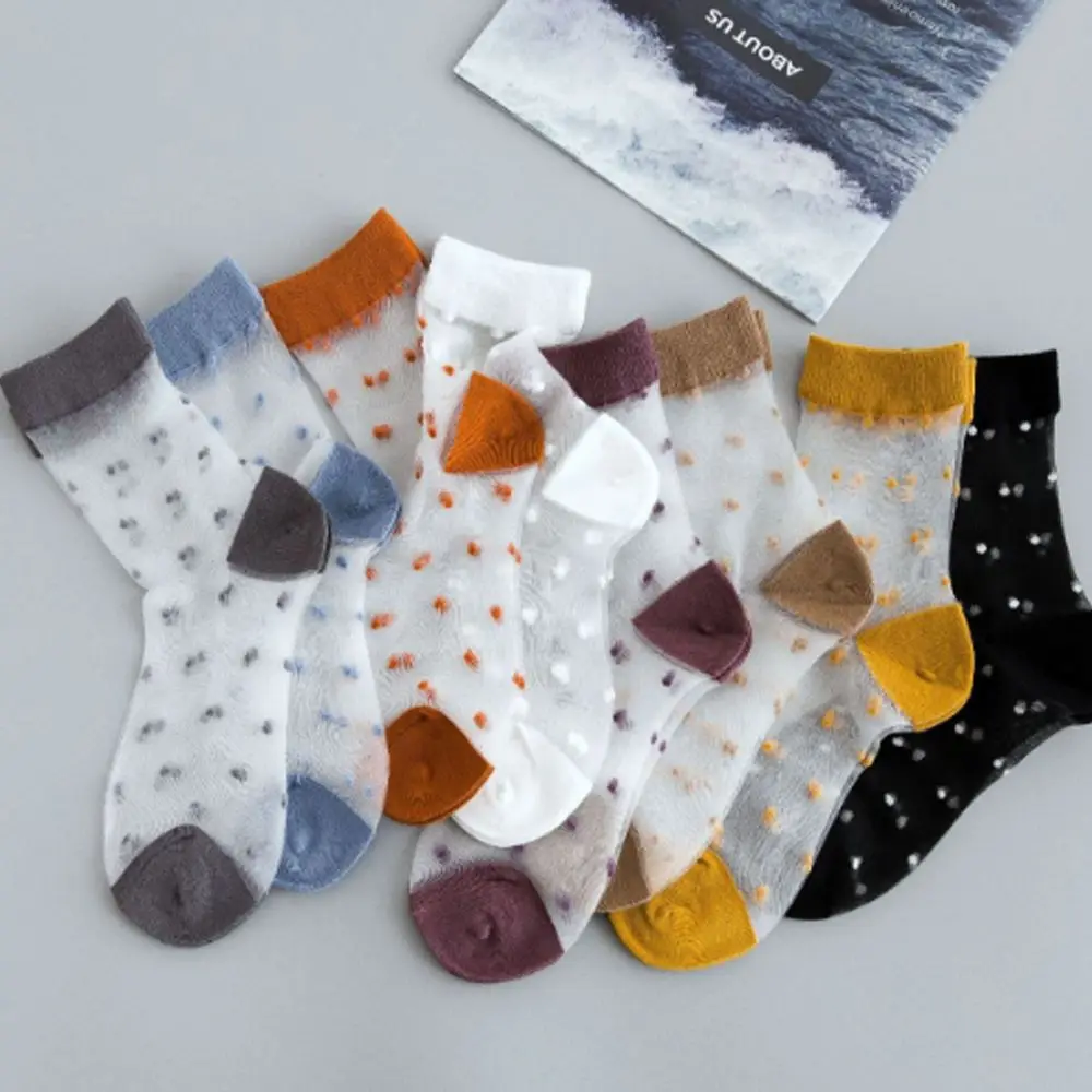 Женские разноцветные Дышащие носки в стиле Харадзюку ультратонкие прозрачные