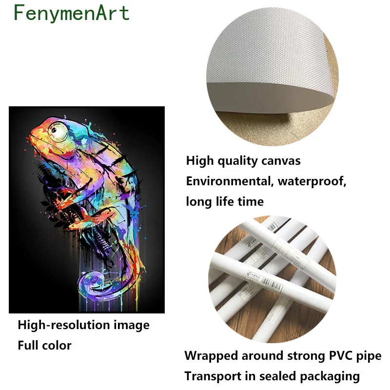

Abstract Colorful Animal Canvas Painting Chameleon Wall Art Modern Posters and Prints Artwork Picture For Living Room Home Decor